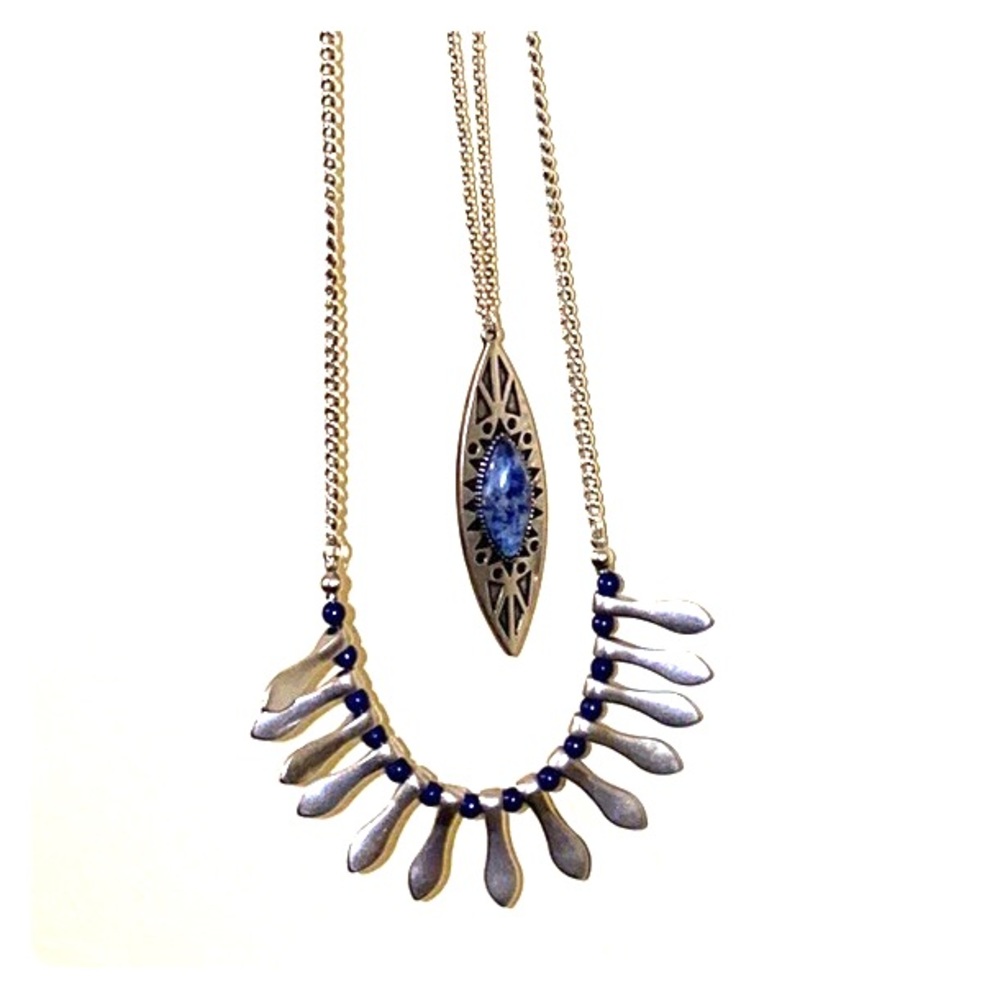 Long, layered necklace